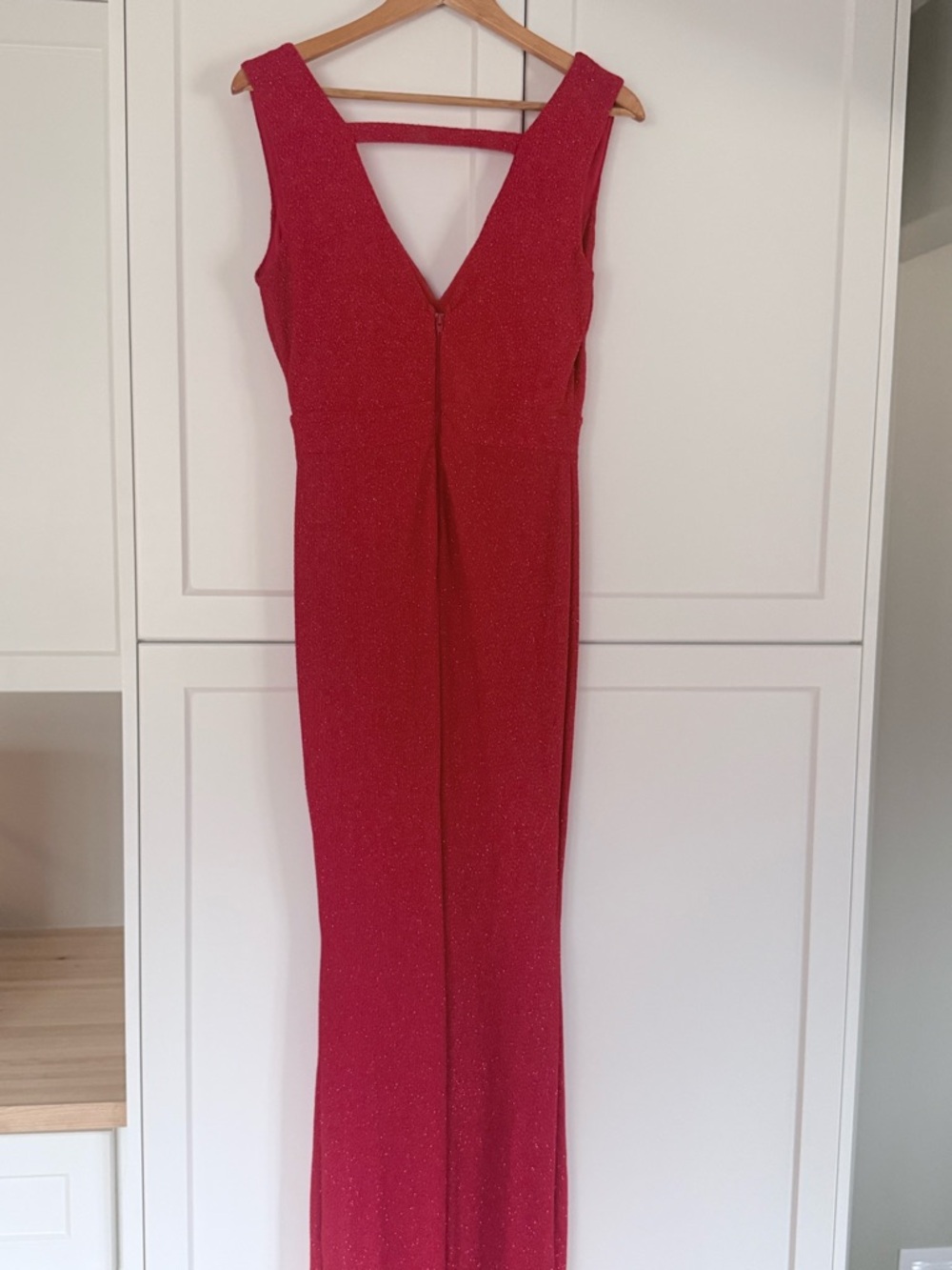 Red Sparkly Maxi Dress ✨ Elegant V-Neck Formal Gown NWT - Picture 6 of 13